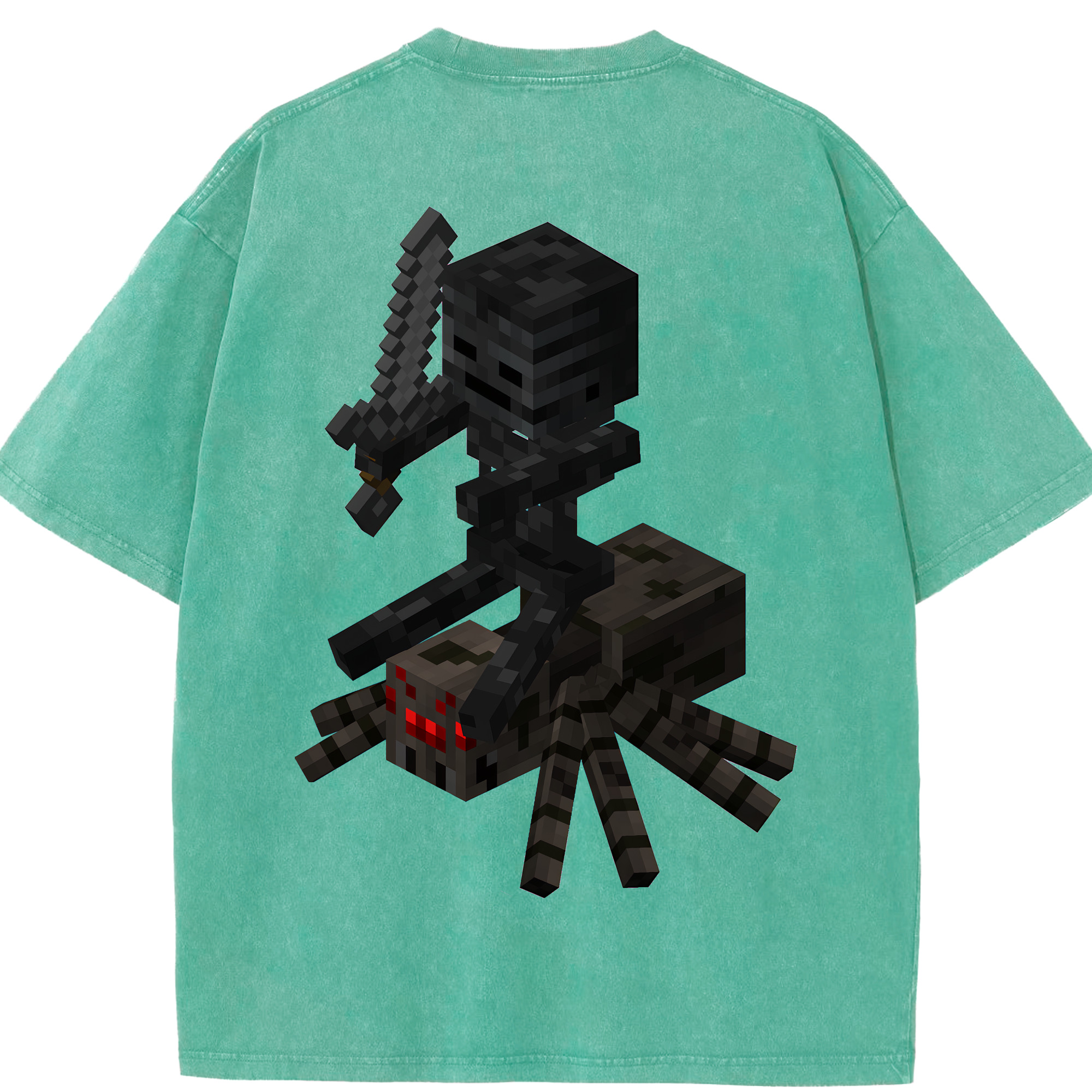 （画像用） マインクラフト ブロックの世界 Minecraft MC Block world 綿100% ヴィンテージ風 半袖Tシャツ（背面プリント）